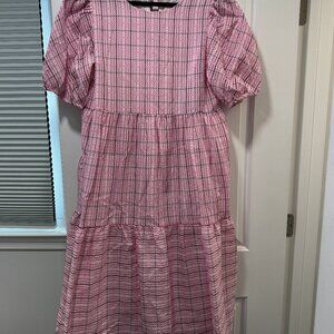 English Factory Pink Plaid dress Size L